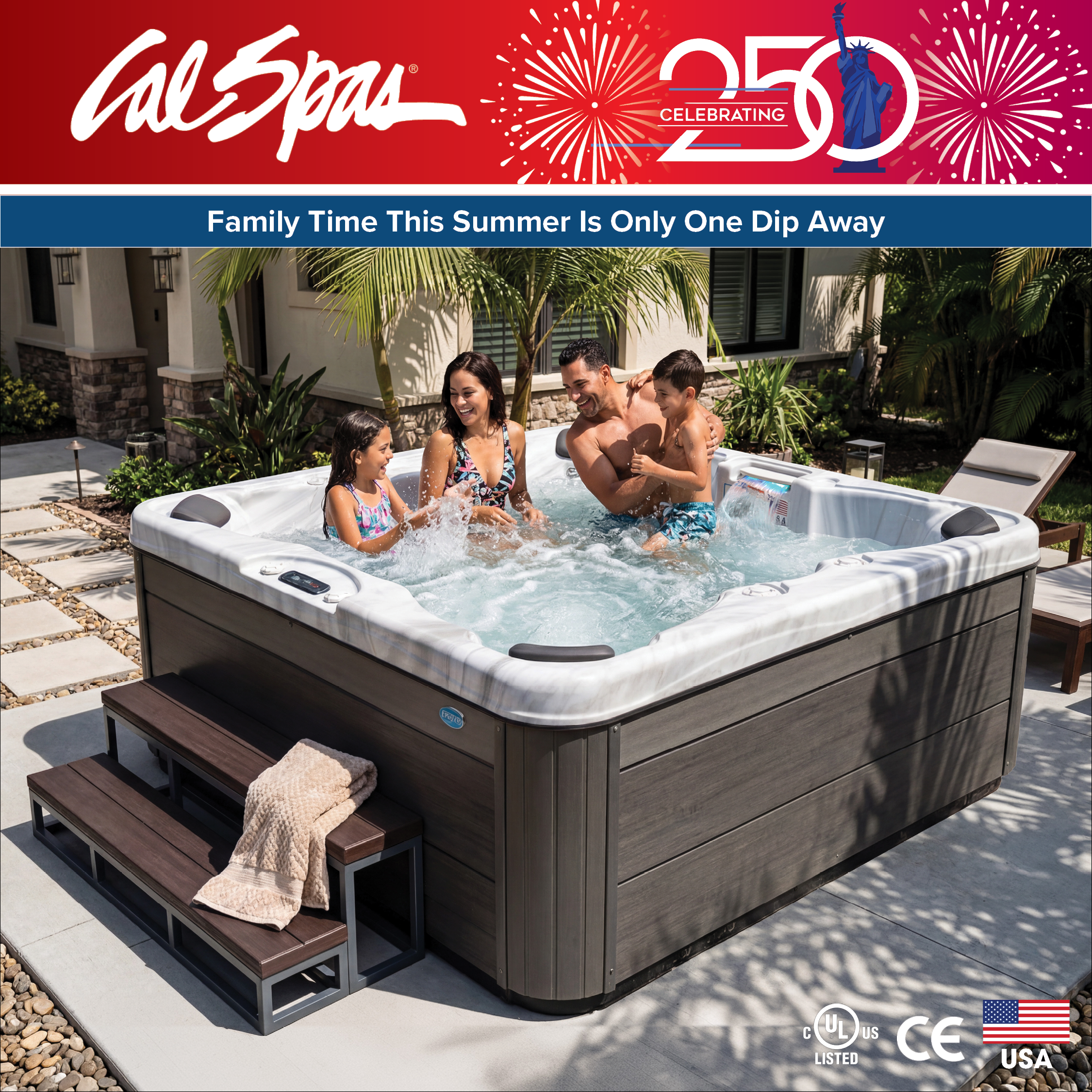 Calspas hot tub being used in a family setting - Hurst